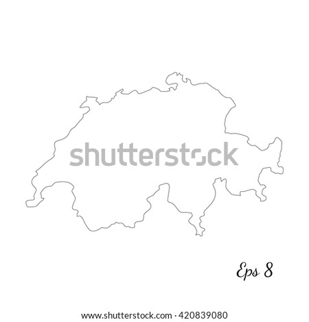 Vector map Switzerland. Outline map. Isolated vector Illustration. Black on White background. EPS 8 Illustration.