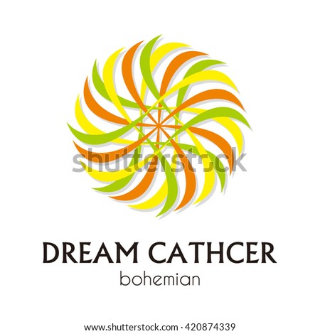 Dream catcher round geometric abstract vector and logo design