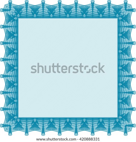 Diploma template or certificate template. Beauty design. With quality background. Vector pattern that is used in money and certificate. Light blue color.