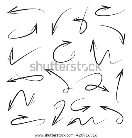 hand drawn arrow set, scribble arrows