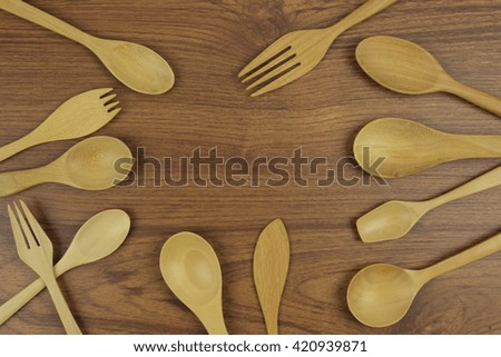 kitchenware on wood for texture and background.flat lay. top view kinchenware