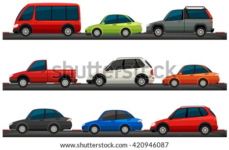 Different type of cars illustration