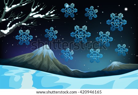 Snowflakes falling on the ground illustration