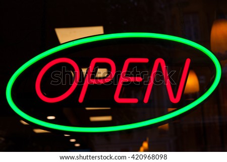 Red and green neon Open sign