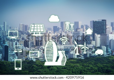 smart city, smart building, smart grid, abstract image visual