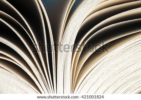 old book. seamless texture of book pages.  Open book, fanned pages,  free copy space. Back to school copy space. Education background.
