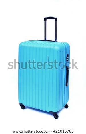 Blue suitcase  isolated on the white background