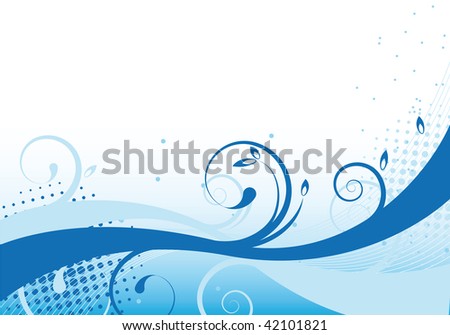blue abstract floral design