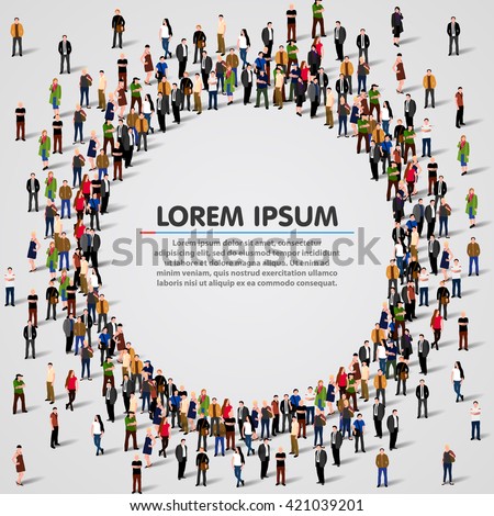 Large group of people in the shape of circle. Vector illustration