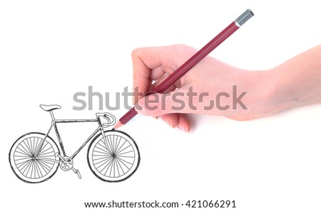 Hand drawing bicycle isolated on white