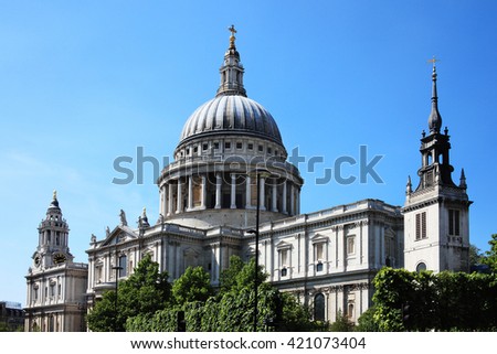 St Paulâ??s Cathedral in London, UK, built after The Great Fire Of London of 1666 which is Christopher Wrenâ??s