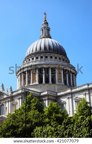 St Paulâ??s Cathedral in London, UK, built after The Great Fire Of London of 1666, which is Christopher Wrenâ??s masterpiece