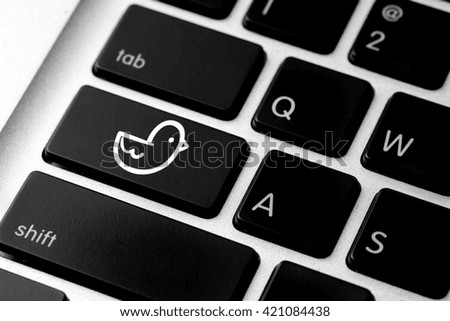 Social media icon on computer keyboard 