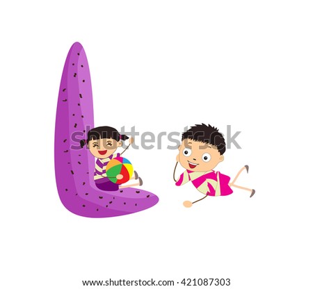Illustration of a Kid Leaning on a Letter L