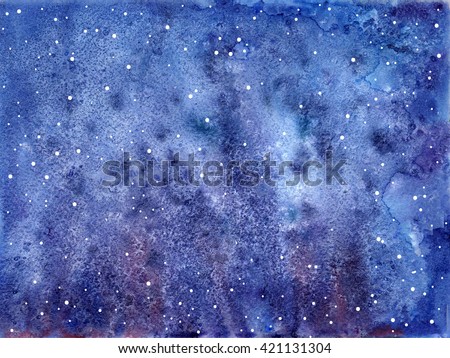 Space hand painted watercolor background. Abstract galaxy painting. Watercolor Cosmic texture with stars. Night sky sketch background. Watercolor astronomy illustration.
 Royalty-Free Stock Photo #421131304