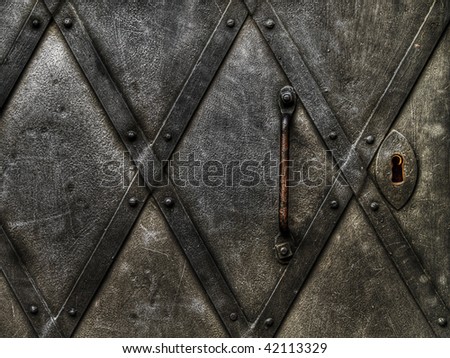 an old metal door with handle