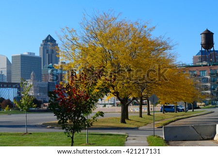 Downtown Des Moines, Iowa in Fall