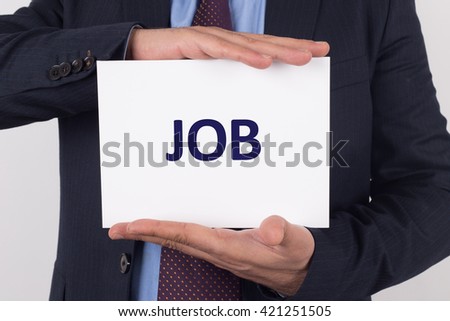 Man showing paper with JOB text