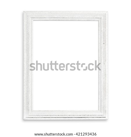 Old White blank picture frame isolated on white background.
