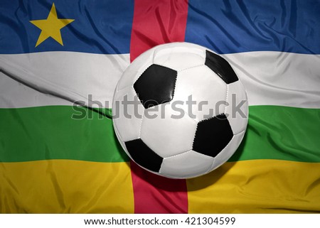  vintage black and white football ball on the national flag of central african republic