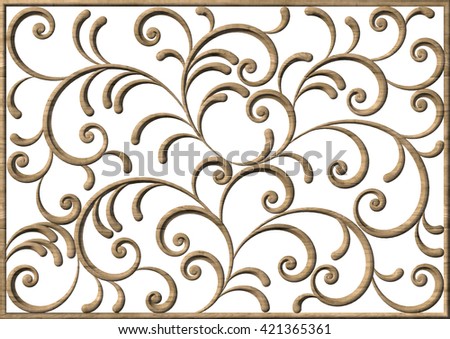 3d floral square swirl ornament from decorative scrolls and curl