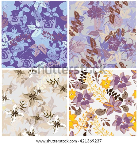 Vector seamless flowers and floral pattern illustration