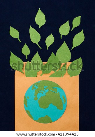 Eco envelope with leaves and planet Earth, environmental protection