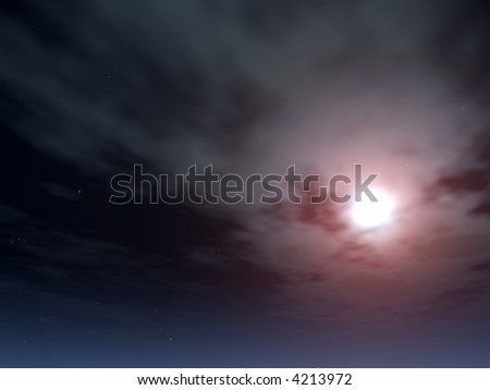 Moonlight passing through clouds (