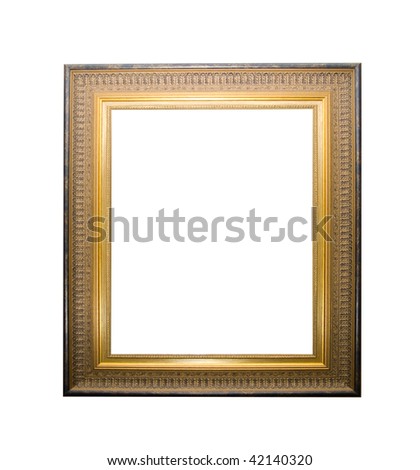 golden picture frame isolated on a white background