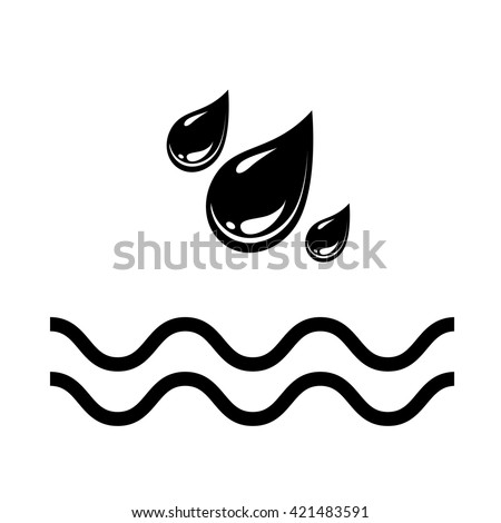 Water drops and waves icon. Falling drops Vector Illustration