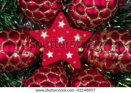 Christmas  decoration toys background (macro closeup shot)