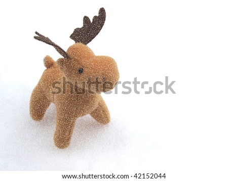 High key picture of Christmas moose deer in snow
