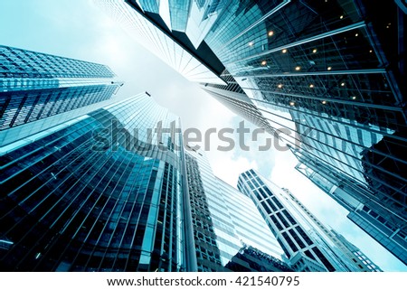 Low angle view of Office Buildings Royalty-Free Stock Photo #421540795