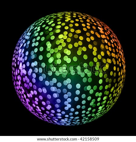 Multicolored Disco ball on black. Holiday abstract background