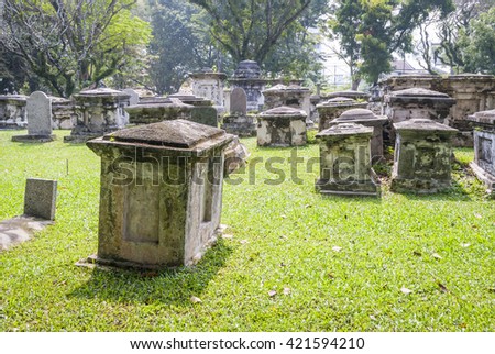 Cemetry with trees in George town, Penang, Malaysia