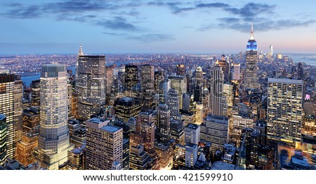 New York city at night, Manhattan, USA Royalty-Free Stock Photo #421599910