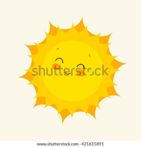 Funny sun icon illustration isolated on white background. Flat style. Vector template