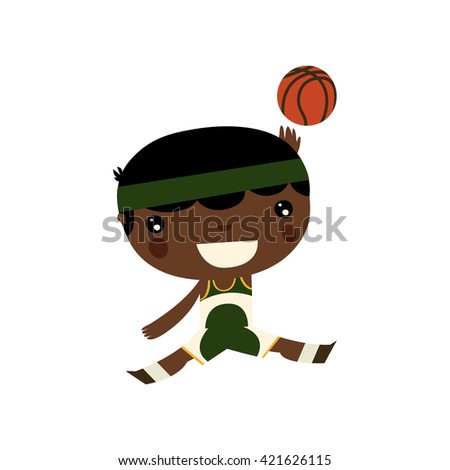basketball player boy. cute cartoon character.