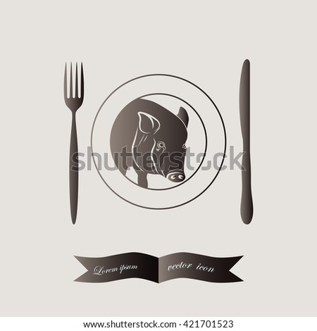 Plate,fork and knife vector illustration