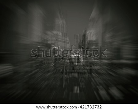 Combining motion image of New York City. Manhattan. Monochrome.