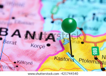 Kastoria pinned on a map of Greece
