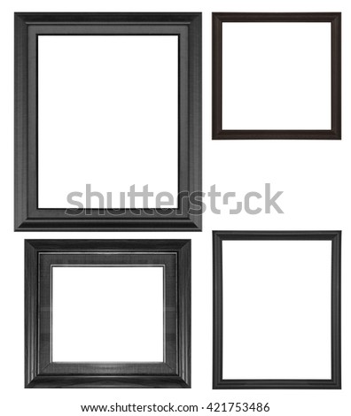 Classic wooden black frame isolated on white background