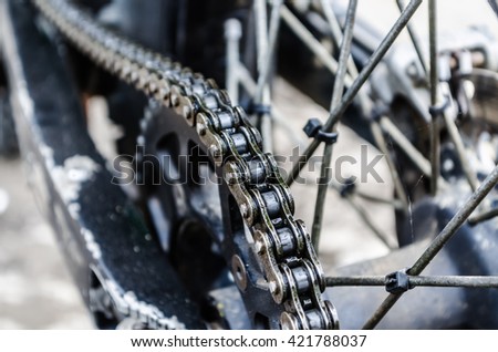 Close up shoot of a bike chain.