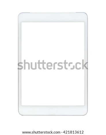 White tablet computer isolated on over white background