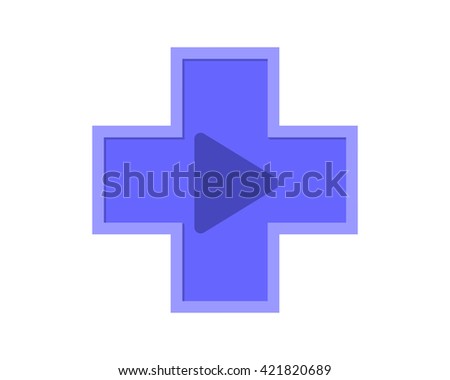 purple medical play icon audio start record image vector
