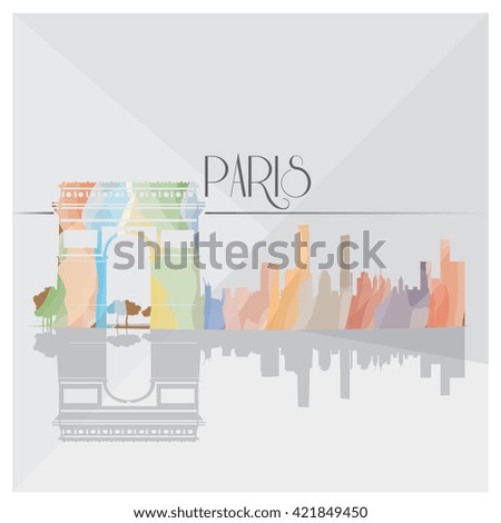 Isolated textured cityscape of Paris on a grey background