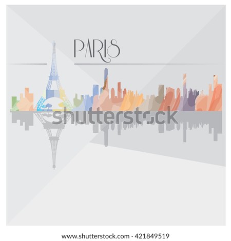 Isolated textured cityscape of Paris on a grey background