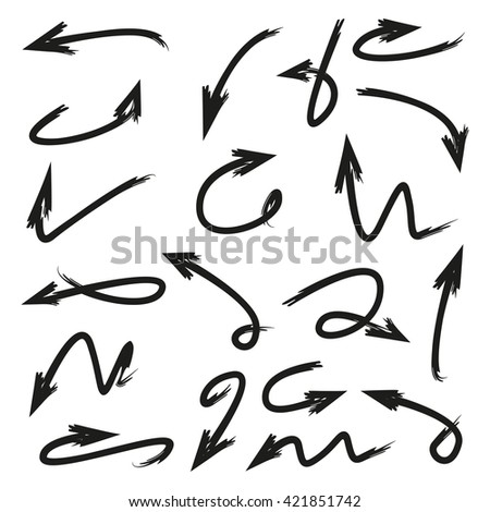 vector set arrows, hand drawn arrows, scribble arrows, sketch arrows