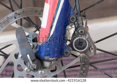 close up bicycle disc brake