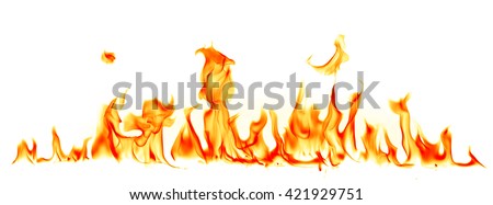 Fire flames isolated on white background Royalty-Free Stock Photo #421929751